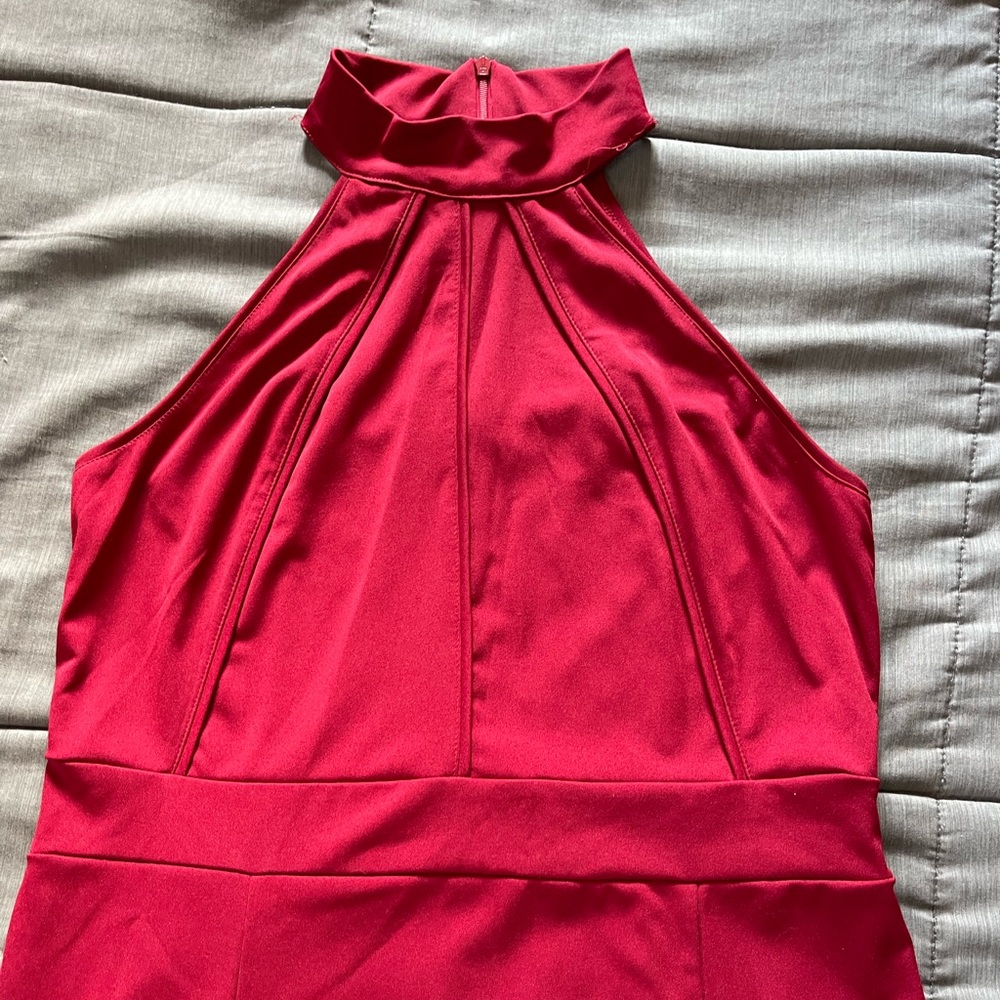 Floor length red dress